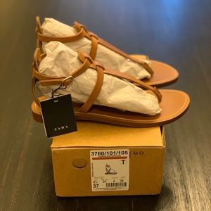 New in Box Zara Leather Sandals 6.5